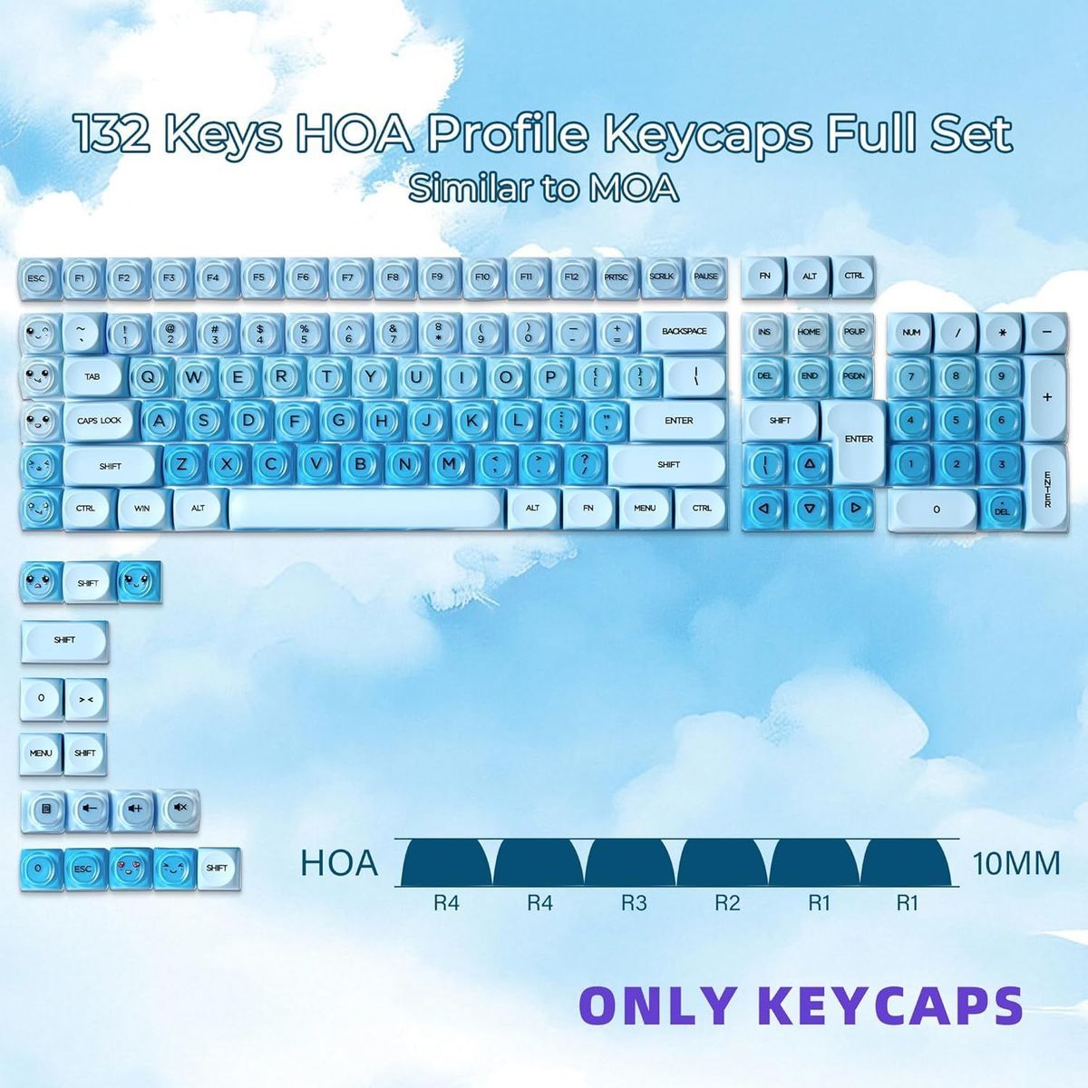 XVX Jelly Semi Transparent HOA Profile 120+ Keys Keycaps Set