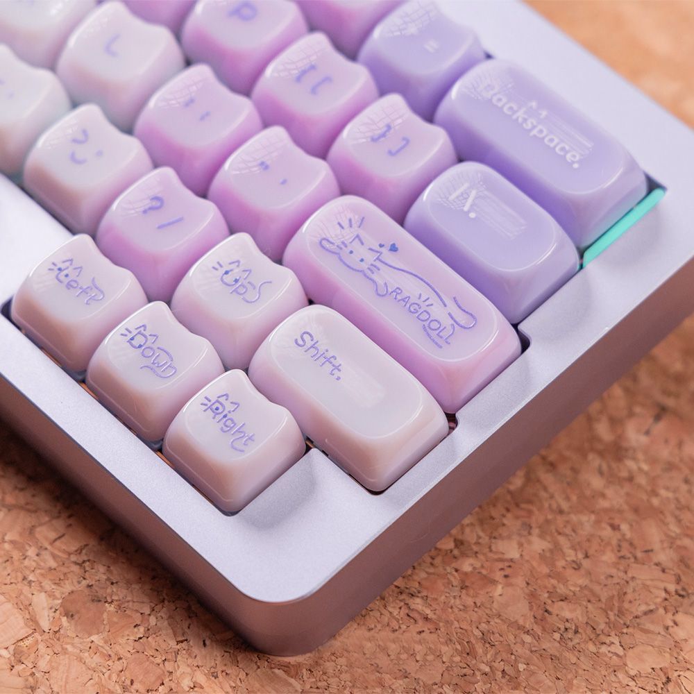 XVX House Ragdoll Cat MAO Profile PC UV Semi Transparent Keycaps Set