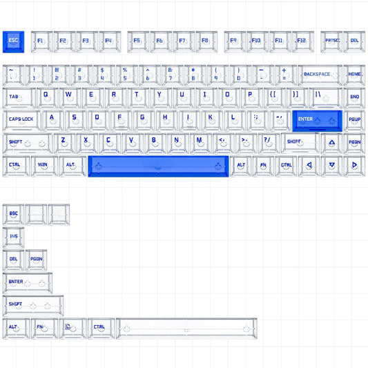 Popkeys Premium Transparent Cherry 97 Keys Keycaps Set - Sapphire