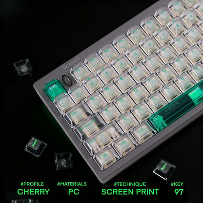 Popkeys Premium Transparent Cherry 97 Keys Keycaps Set - Mint