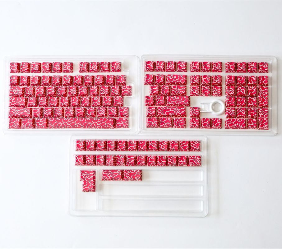 Red Ink Swirl Side Engraved Cherry 120+ Keys PBT Keycaps Set
