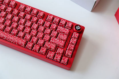 Red Ink Swirl Side Engraved Cherry 120+ Keys PBT Keycaps Set