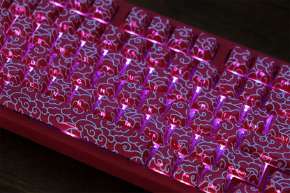 Red Ink Swirl Side Engraved Cherry 120+ Keys PBT Keycaps Set
