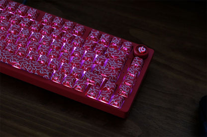 Red Ink Swirl Side Engraved Cherry 120+ Keys PBT Keycaps Set