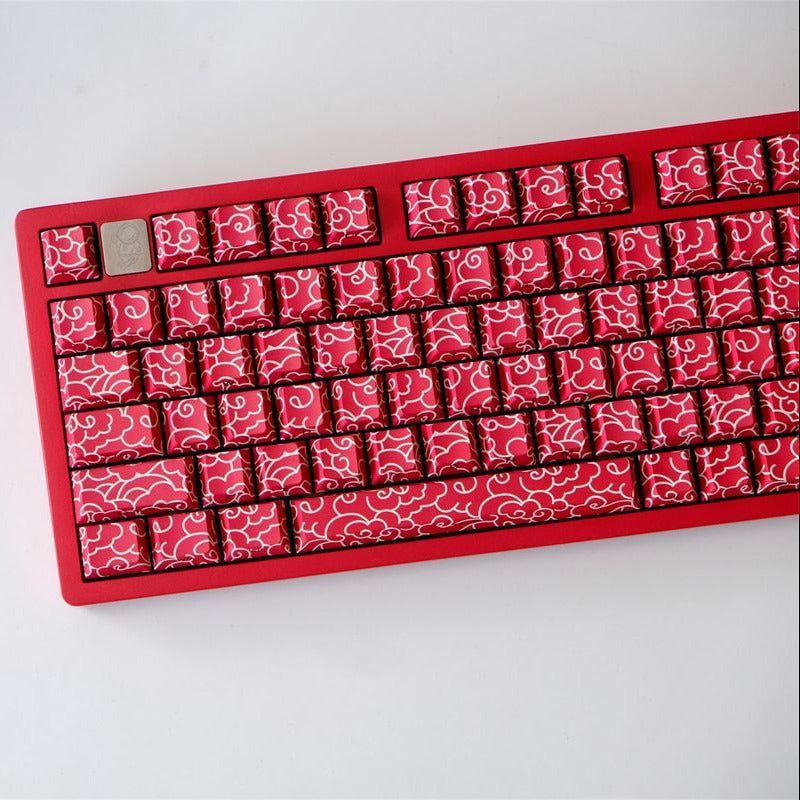 Red Ink Swirl Side Engraved Cherry 120+ Keys PBT Keycaps Set