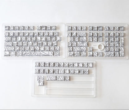 White Topographic Side Engraved Cherry 120+ Keys Keycaps Set