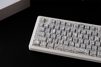 White Topographic Side Engraved Cherry 120+ Keys Keycaps Set