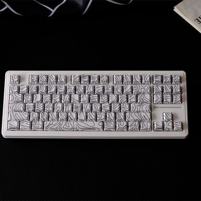 White Topographic Side Engraved Cherry 120+ Keys Keycaps Set