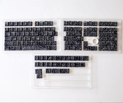 Black Topographic Side Engraved Cherry 120+ Keys Keycaps Set