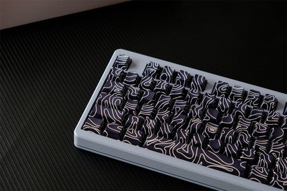 Black Topographic Side Engraved Cherry 120+ Keys Keycaps Set