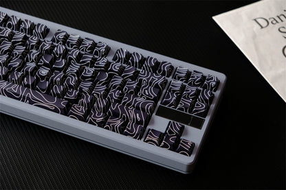 Black Topographic Side Engraved Cherry 120+ Keys Keycaps Set