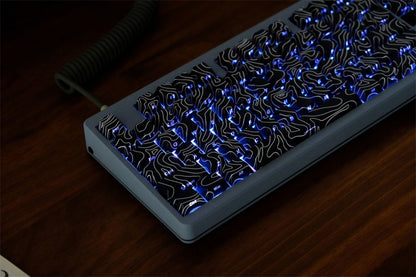 Black Topographic Side Engraved Cherry 120+ Keys Keycaps Set