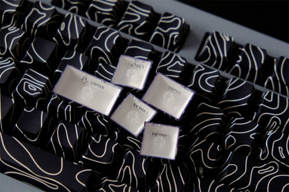 Black Topographic Side Engraved Cherry 120+ Keys Keycaps Set