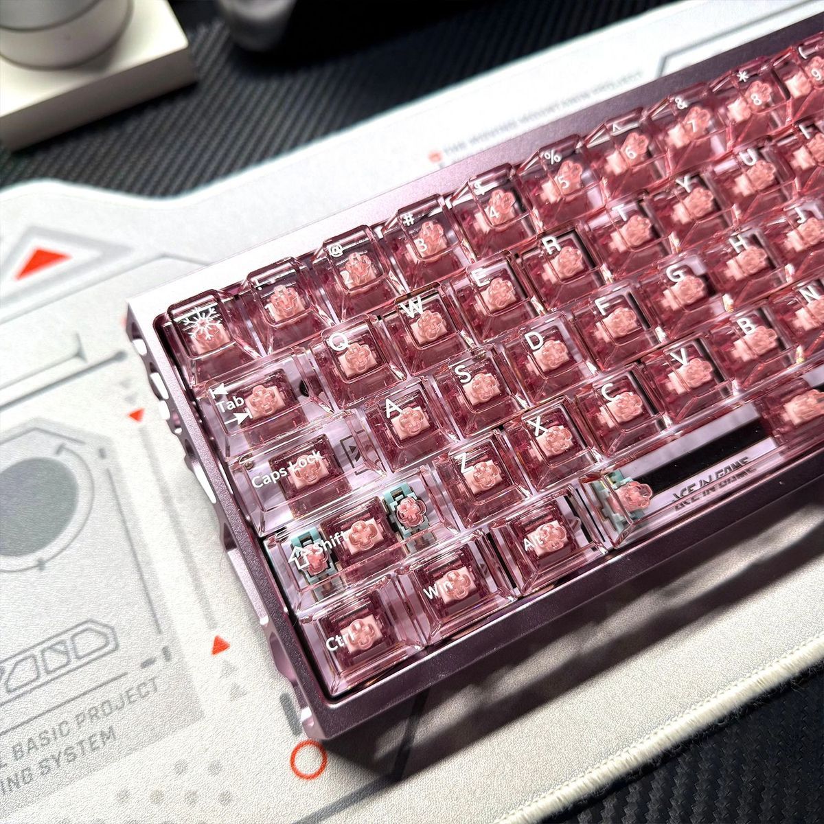 Pink Transparent PC Cherry Profile 120+ Keys Keycaps Set