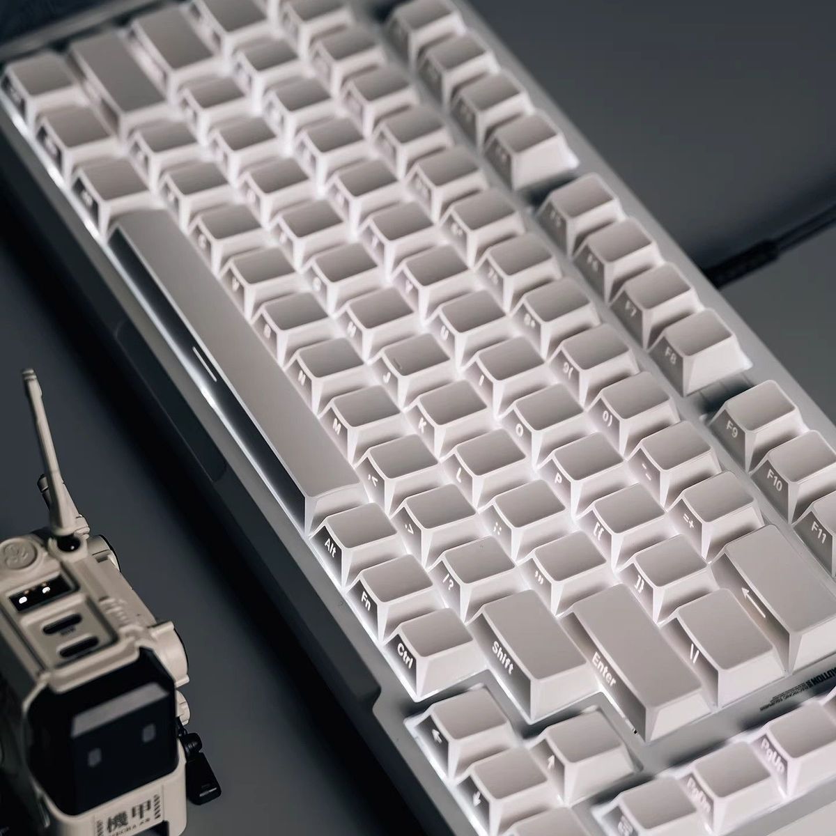 White Outline Side Engraved Cherry Profile PBT Keycaps Set