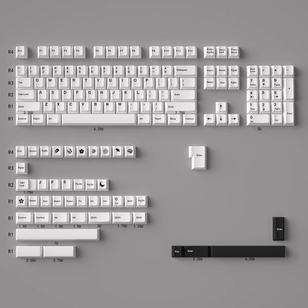Clean BOW Cherry Profile PBT 120+ Keys Keycaps Set