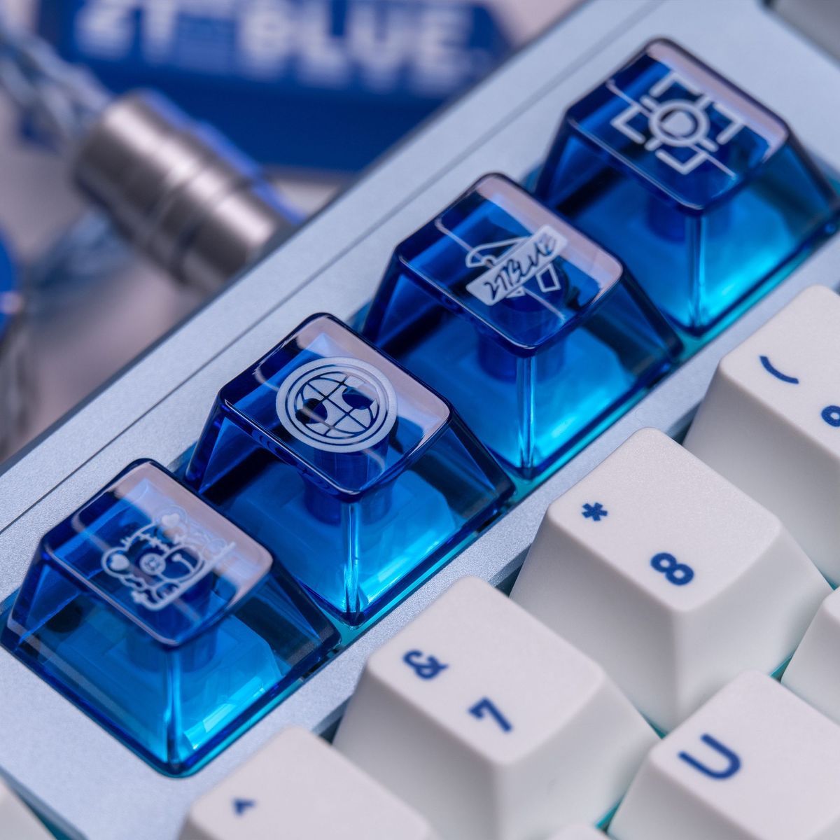 2T Blue Cherry Profile PBT PC 120+ Keys Keycaps Set