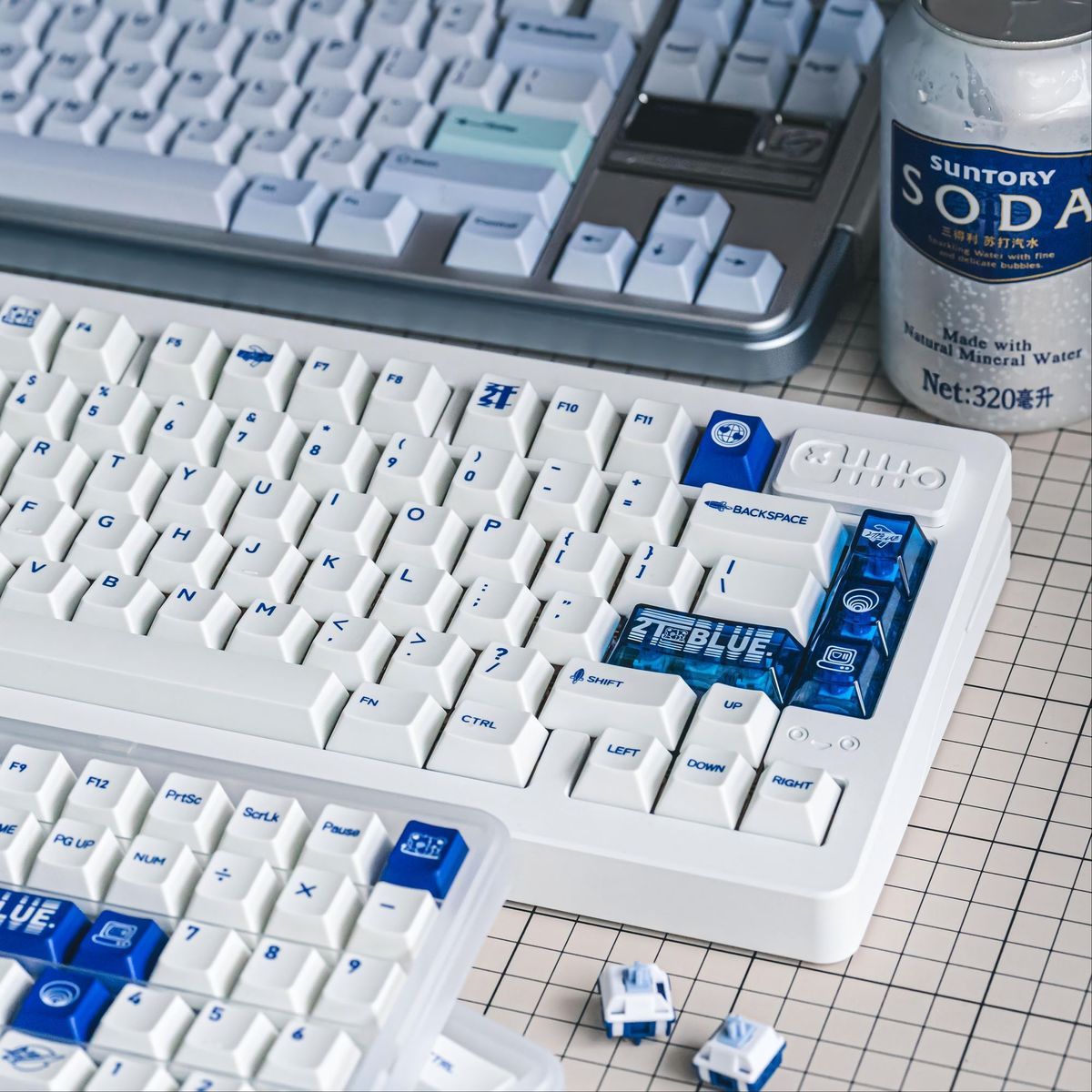 2T Blue Cherry Profile PBT PC 120+ Keys Keycaps Set
