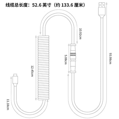MICSCREW 4Pin Aviator Coiled Braided Type-C Cable