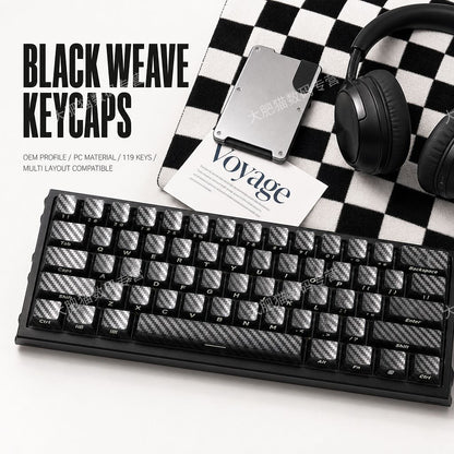Black Carbon Fiber 2.0 119 Keys Side Printed PC Keycaps Set