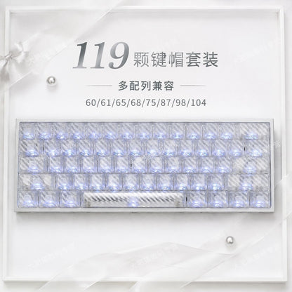 White Carbon Fiber 2.0 119 Keys Side Printed PC Keycaps Set