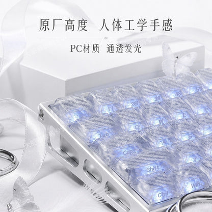 White Carbon Fiber 2.0 119 Keys Side Printed PC Keycaps Set