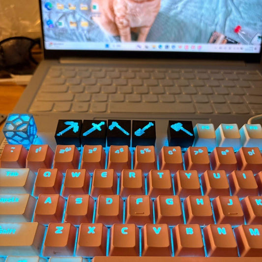 Minecraft 3D Printed Shinethrough Keycaps - Set of 5 Keys