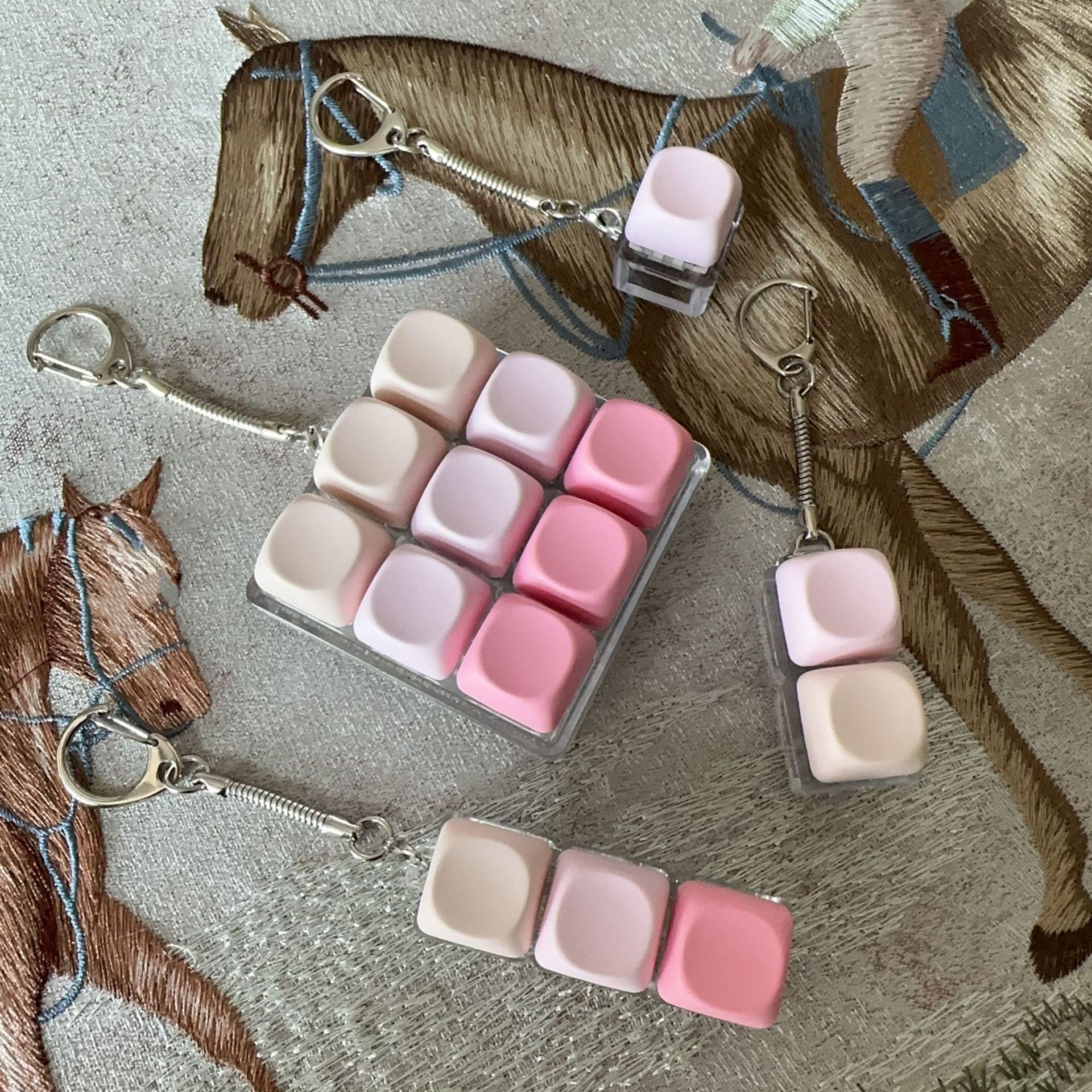 9 Key Pink Gradient Keyboard Keychain in Bangladesh