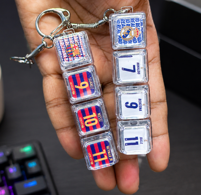 Barcelona MSN and Real Madrid BBC Trios Mechanical Keyboard Fidget Keychain