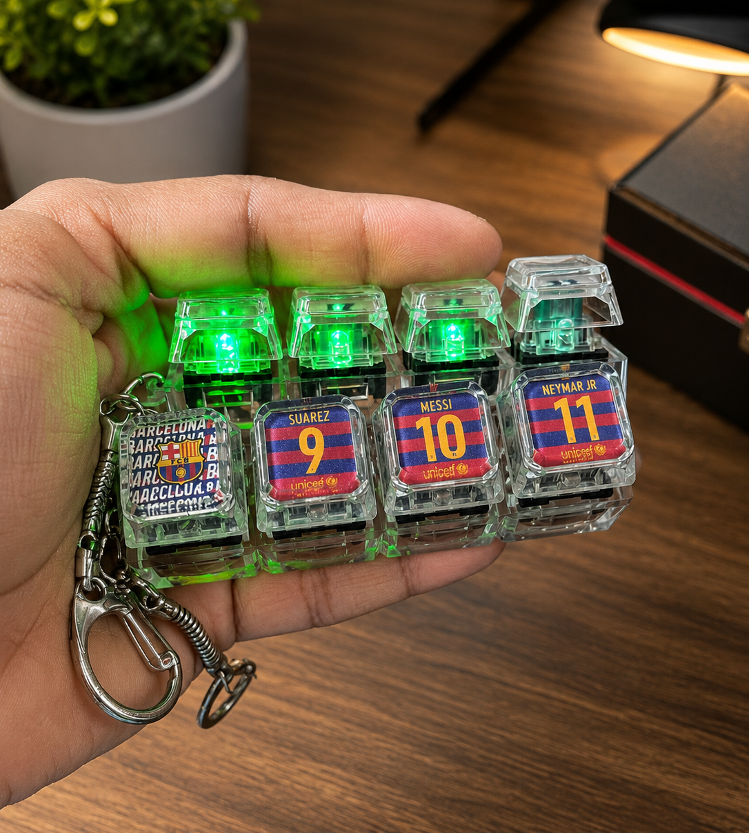 Barcelona MSN and Real Madrid BBC Trios Mechanical Keyboard Fidget Keychain