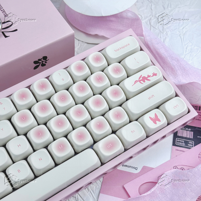 Blush MOA Profile PBT Keys Keycaps Set on a Pink Keyboard