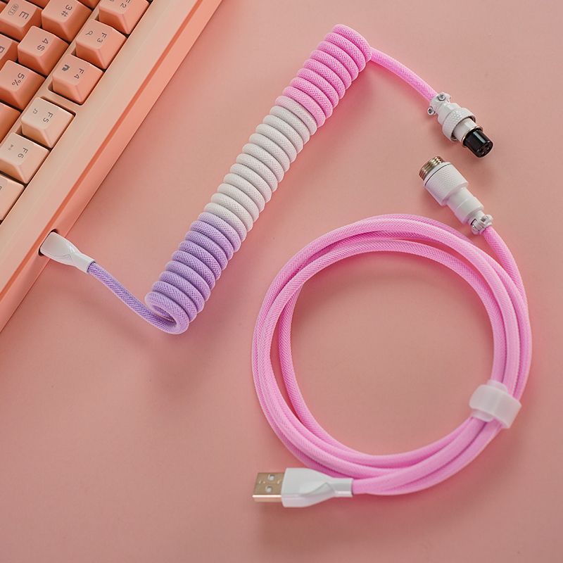 Bubblegum Aviator Coiled Braided Type-C Cable