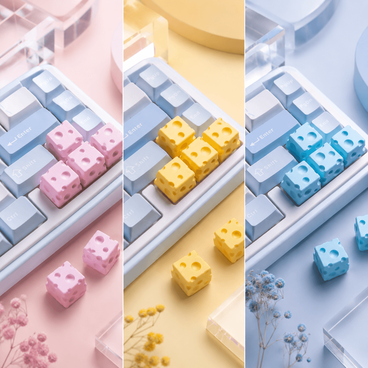 Chesse Themed 3D printed Keycaps - Set of 4 Keys