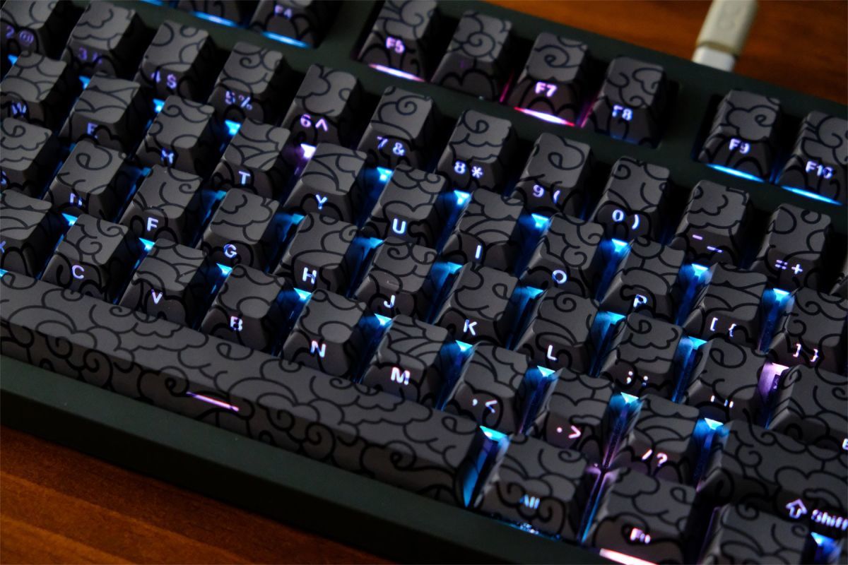 Closeup shot of Black Ink Swirl Keycaps in BD