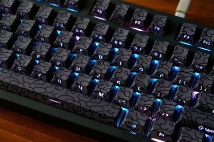 Closeup shot of Black Ink Swirl Keycaps in BD