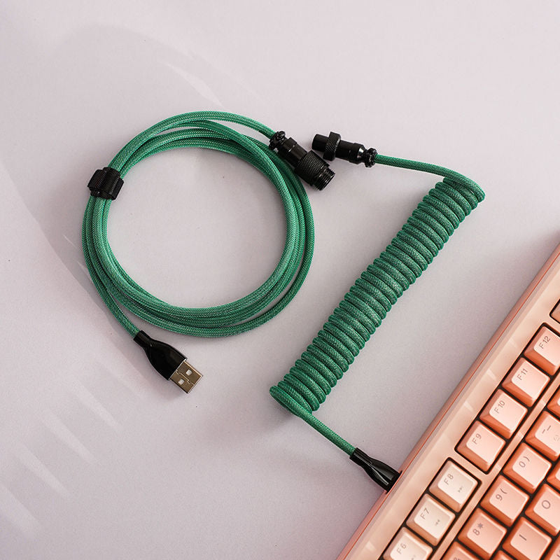 Dark Green Aviator Coiled Braided Type-C Cable