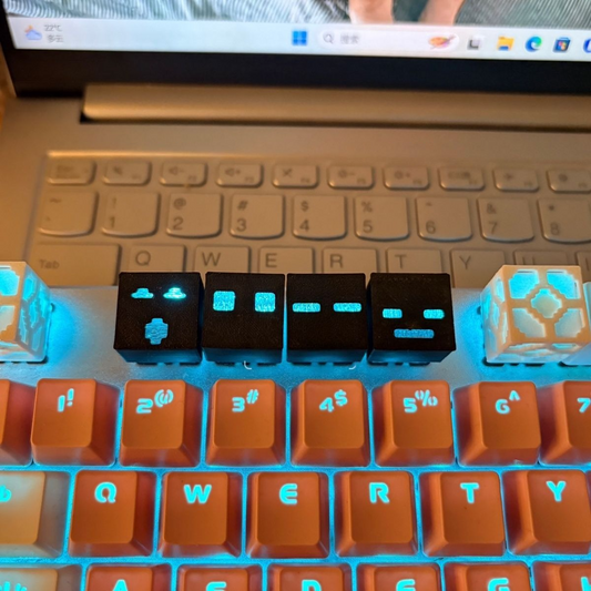 Minecraft Themed Shinethrough Keycaps 4 Keys