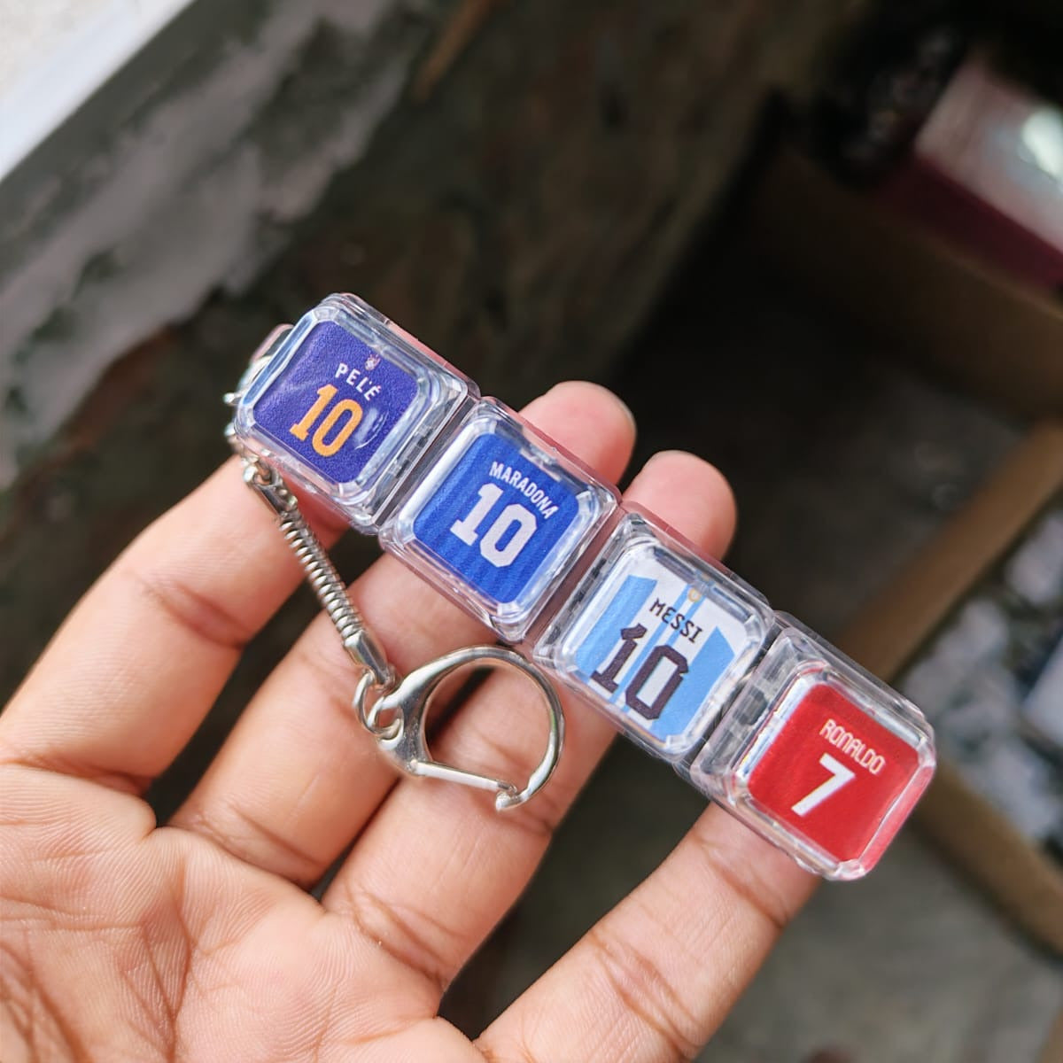 Pele Maradona Messi Ronaldo Keychain