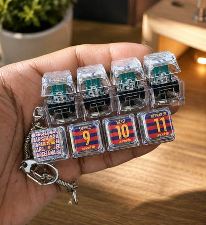 Barcelona MSN and Real Madrid BBC Trios Mechanical Keyboard Fidget Keychain