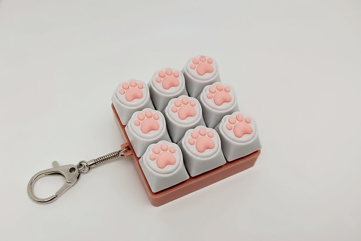 Cat Paws Switch Tester Fidget Keychain With Switch - 9 Key