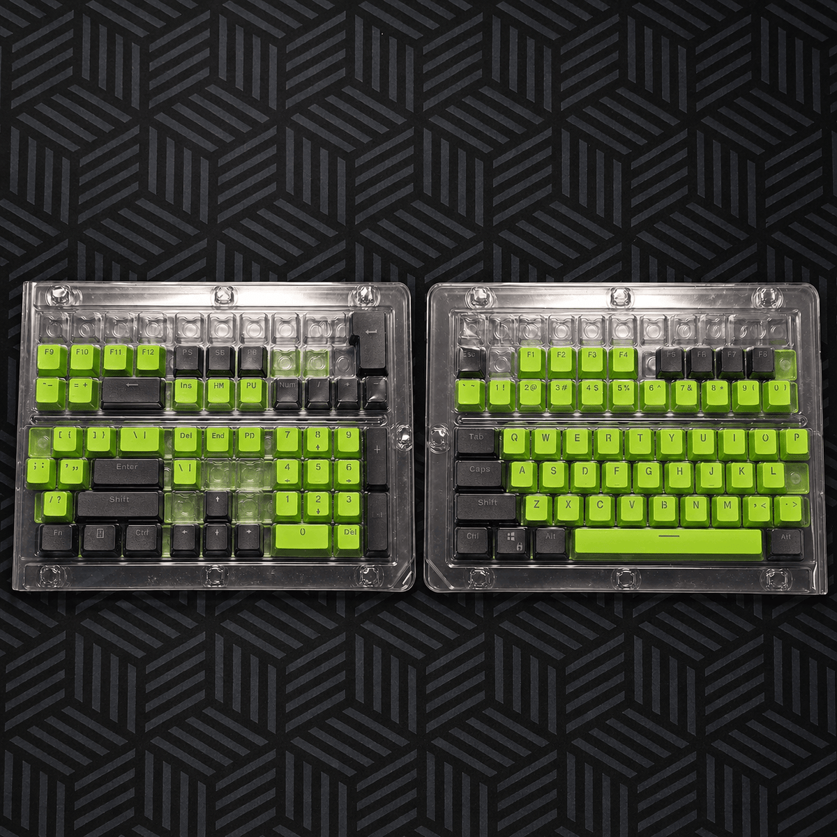 104 Key Shine Through Keycaps Set Only for Standard Full Sized Layout Lime and Black