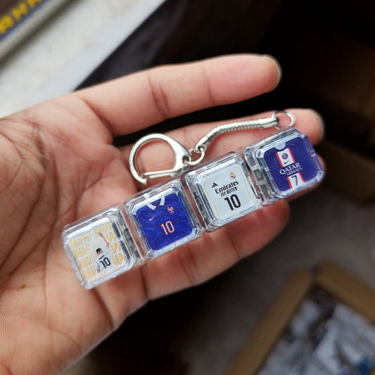 Mbappe Edition Transparent Fidget Keychain with Jersey Keycaps - 4 Key