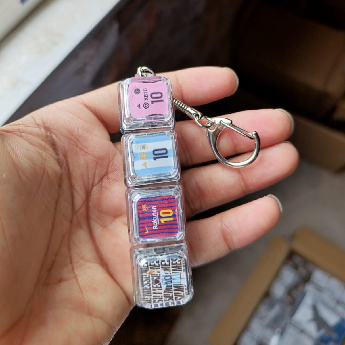 Messi Jersey Keychain with RGB LED and Clicky Blue Switch FancyKeebs Bangladesh