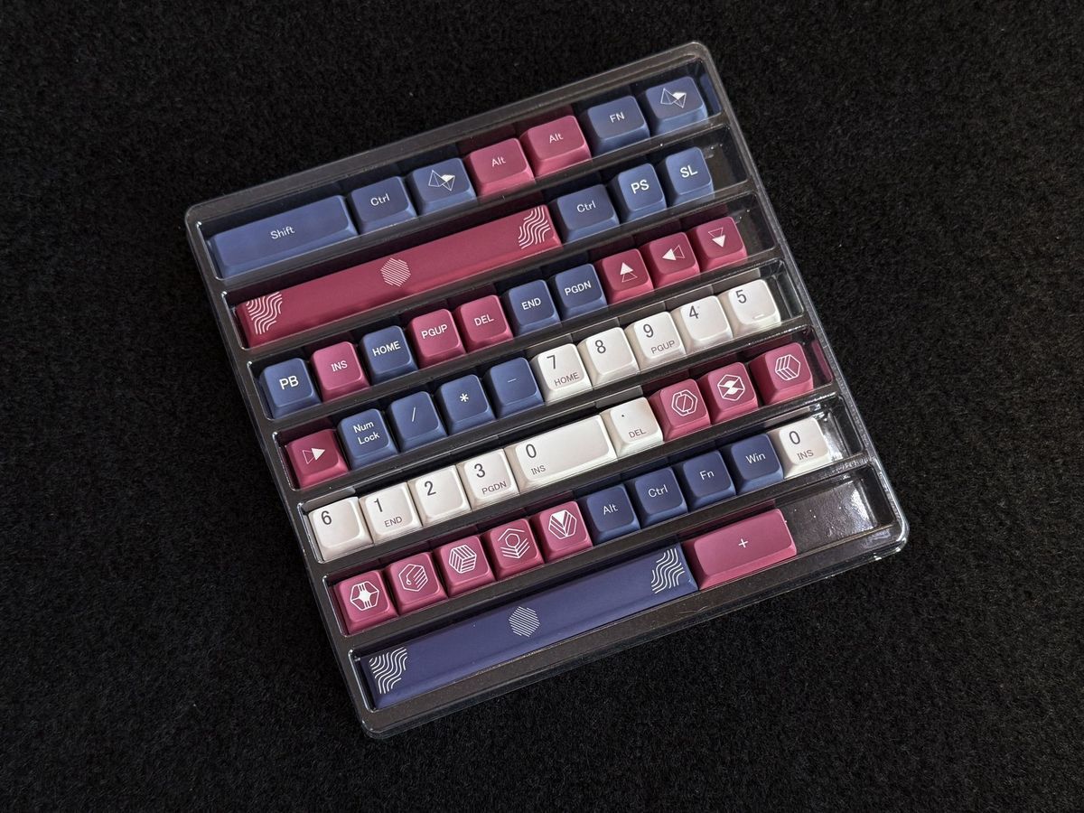 Neon Hex MDA Full Set Keycaps on Blister Packaging
