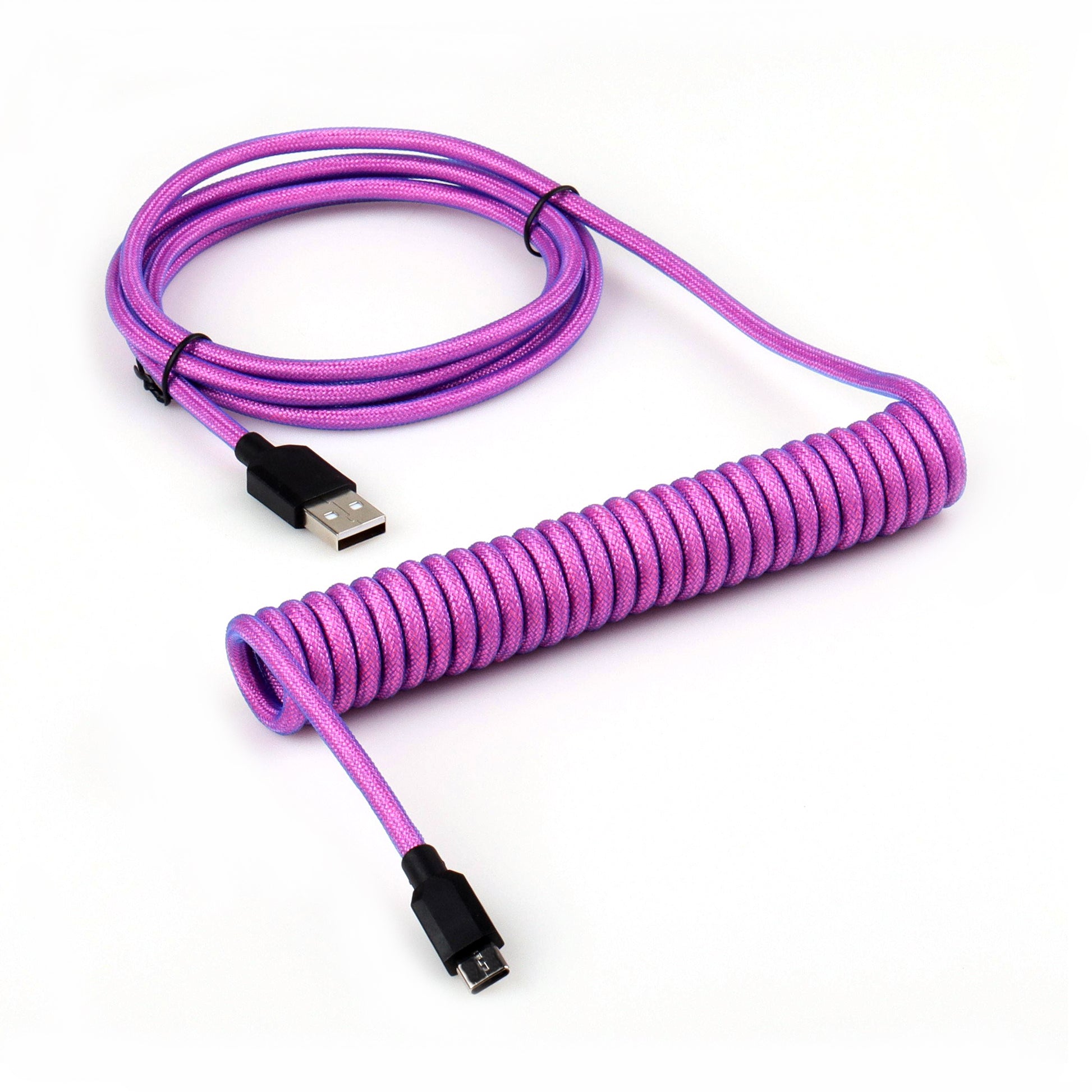 Non aviator braided coiled cable purple