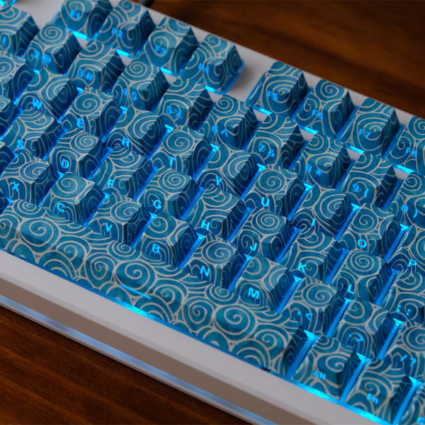 Ocean Swirl Side Engraved Cherry Profile 120+ Keys PBT Keycaps Set ...