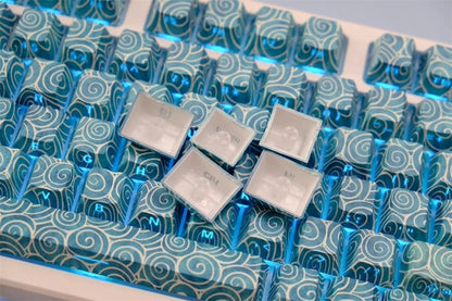 Ocean Swirl cherry keycaps FancyKeebs