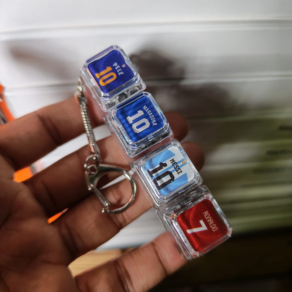 Pele Maradona Messi Ronaldo Keychain