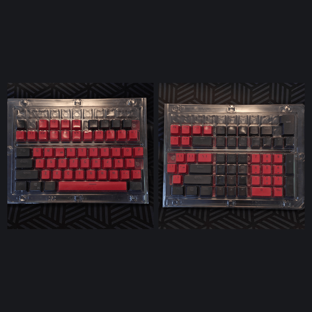 104 Key Shine Through Keycaps Set Only for Standard Full Sized Layout Red and Black Shine Through Keycaps FancyKeebs