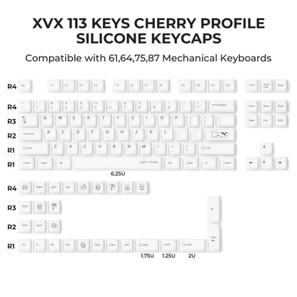 XVX Soft Silicone Pudding Keycaps Cherry Proffile 113 Keys Set